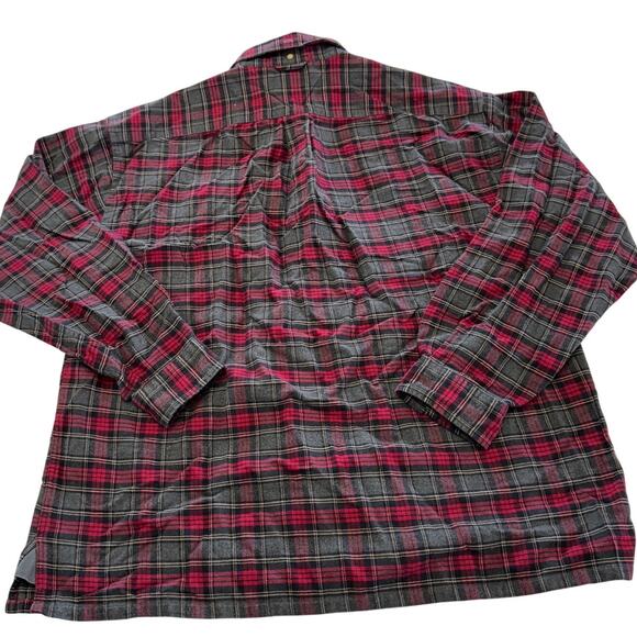 Tommy Hilfiger Shirt Mens X Large Red Grey Flannel Button Down Cotton Vintage - Picture 2 of 7